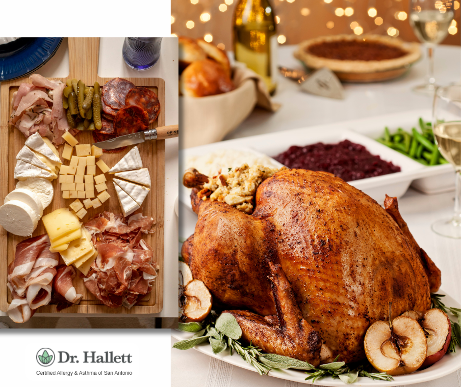 how to host a holiday party with food allergies picture of appetizers and a turkey